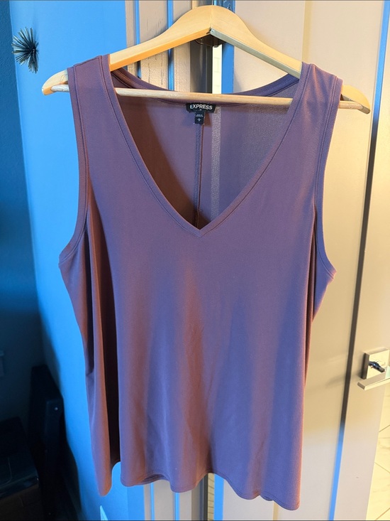 Express Tops - Express Plum V-Neck Sleeveless Tank Top